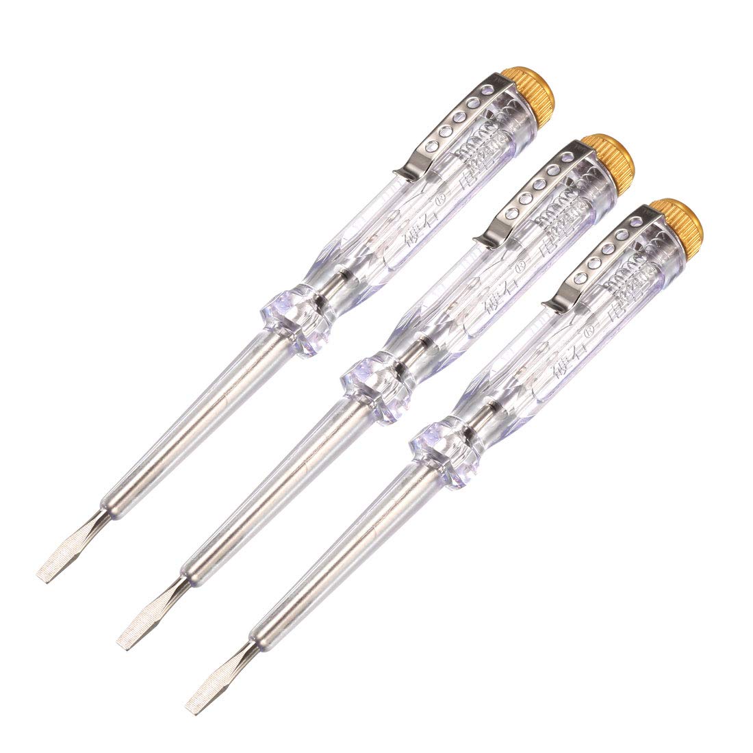 uxcell Voltage Tester AC 100-500V with 3mm Slotted Screwdriver with Clip 141mm Length for Circuit Test, Clear, Pack of 5 — Amazon image 6