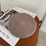 YFZCLYZAXET Barett Baskenmützen Hut Verdickte Kaschmir Strickmütze Damen Herbst Und Winter Wärme Literarischer Kürbis Maler Hut-1_M (56-58Cm)