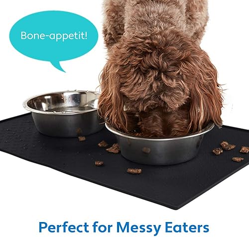 Miniatura 5 de MIGHTY MONKEY Tapete 100 % impermeable para comida para perros, bordes elevados, mantel individual de silicona para alimentación de mascotas