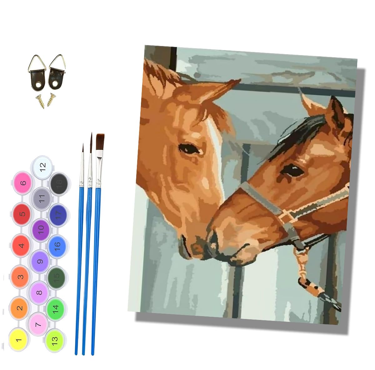 HONGPZH Paint by Numbers for Adults and Beginner Painting by Number Kits On Canvas Without Frame Painting Acrylic Paints Home Wall Decor 40x50cm/16x20in Couple Horses