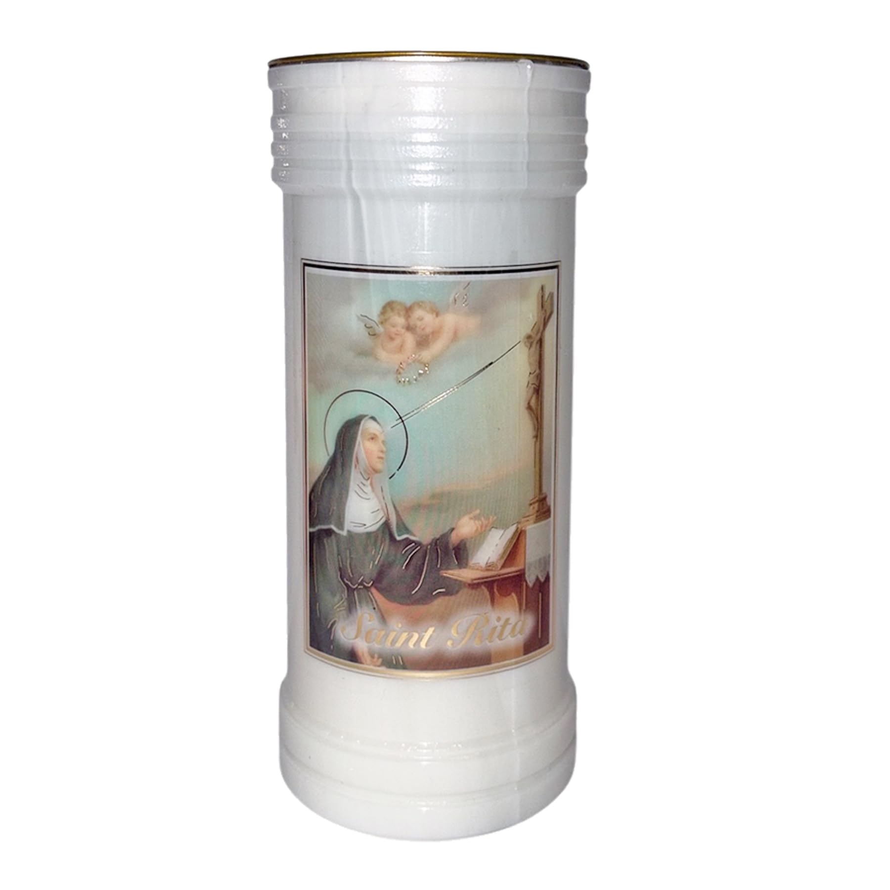 Widdle Gifts White 72 Hour Burn Candle In Holder 15Cm Candle - Saint Rita 9081
