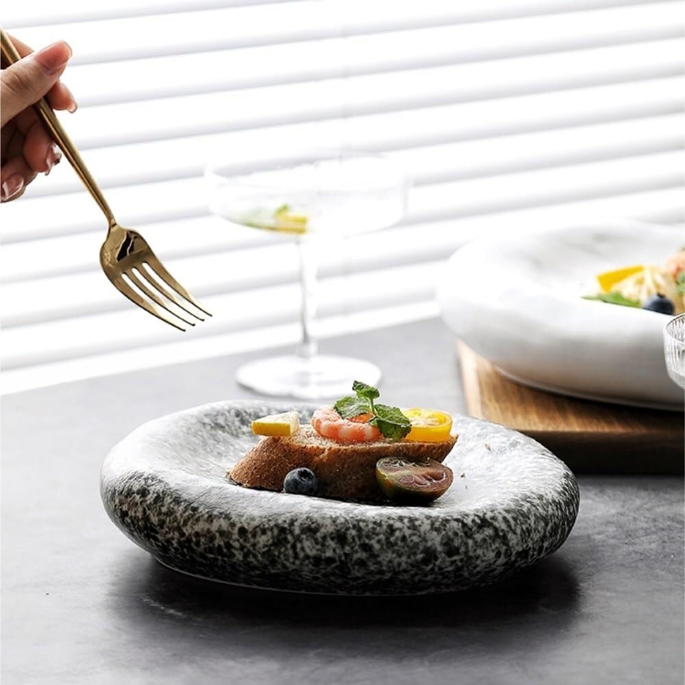 Biały Ceramiczny Talerz Obiadowy 10 Cali, Talerz Do Steków I Deserów W Stylu Western, Okrągły Talerz Do Sałatki Owocowej, Elegancka Zastawa Stołowa Do Kuchni, Z