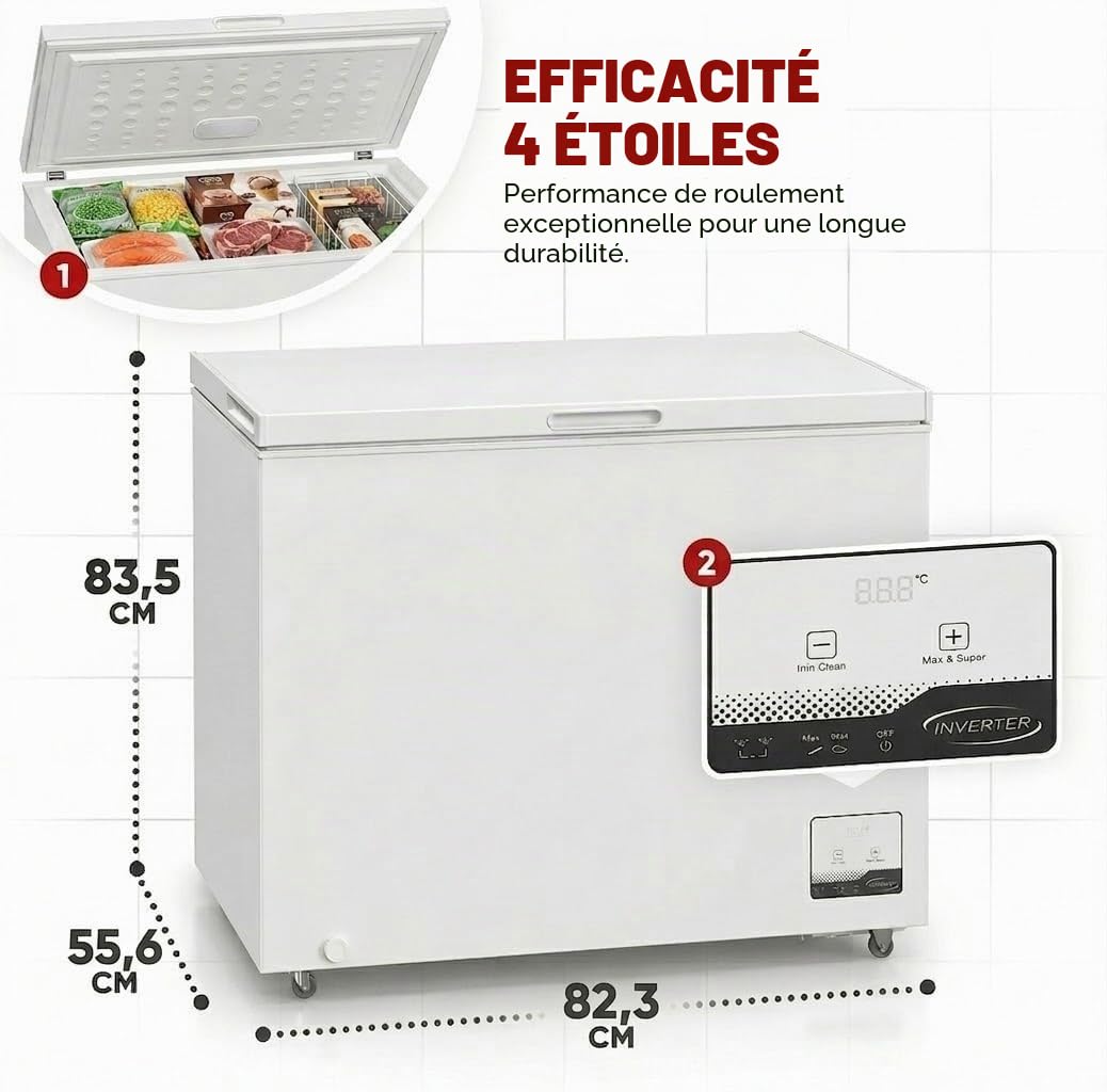 PKM GT300E Congélateur 299 L 41 dB Double Mode Réfrigérateur Congélation 4 Étoiles