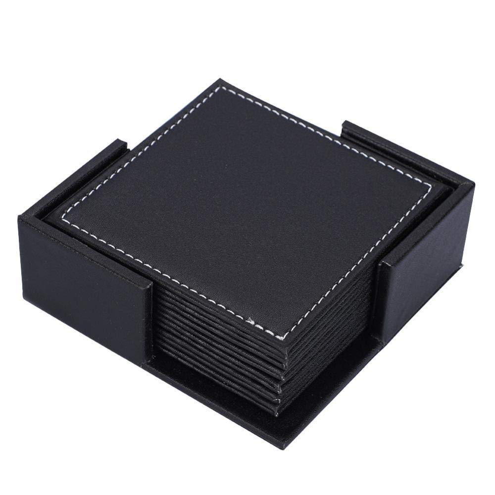 Lklnkvl 1 Placemats, Silicone Mat Pu Leather Drink Coasters With Holder Set Of 6 For Table Protection Placemat For Dining Table-(1)