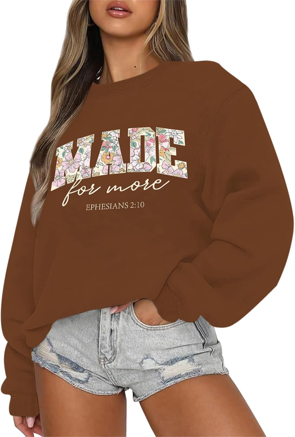 Christian Made for More Sweatshirts for Women Jesus Faith Bible Verse Shirt Oversized Inspirational Hoodie Pullover