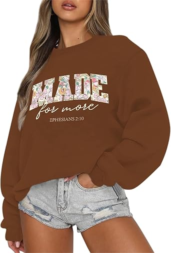 Christian Made for More Sweatshirts for Women Jesus Faith Bible Verse Shirt Oversized Inspirational Hoodie Pullover
