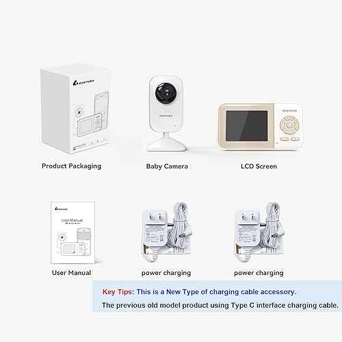 Miniatura 9 de ebemate Cámara de monitor de bebé con pantalla LCD de 2.8 pulgadas, video HD y audio, sin visión nocturna brillante, cámara de audio de conversación