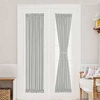 Vista 20 de Turquoize Elegantes cortinas de lino para puerta francesa, paneles de cortina de filtrado de luz, panel de lino con bolsillo para barra, panel