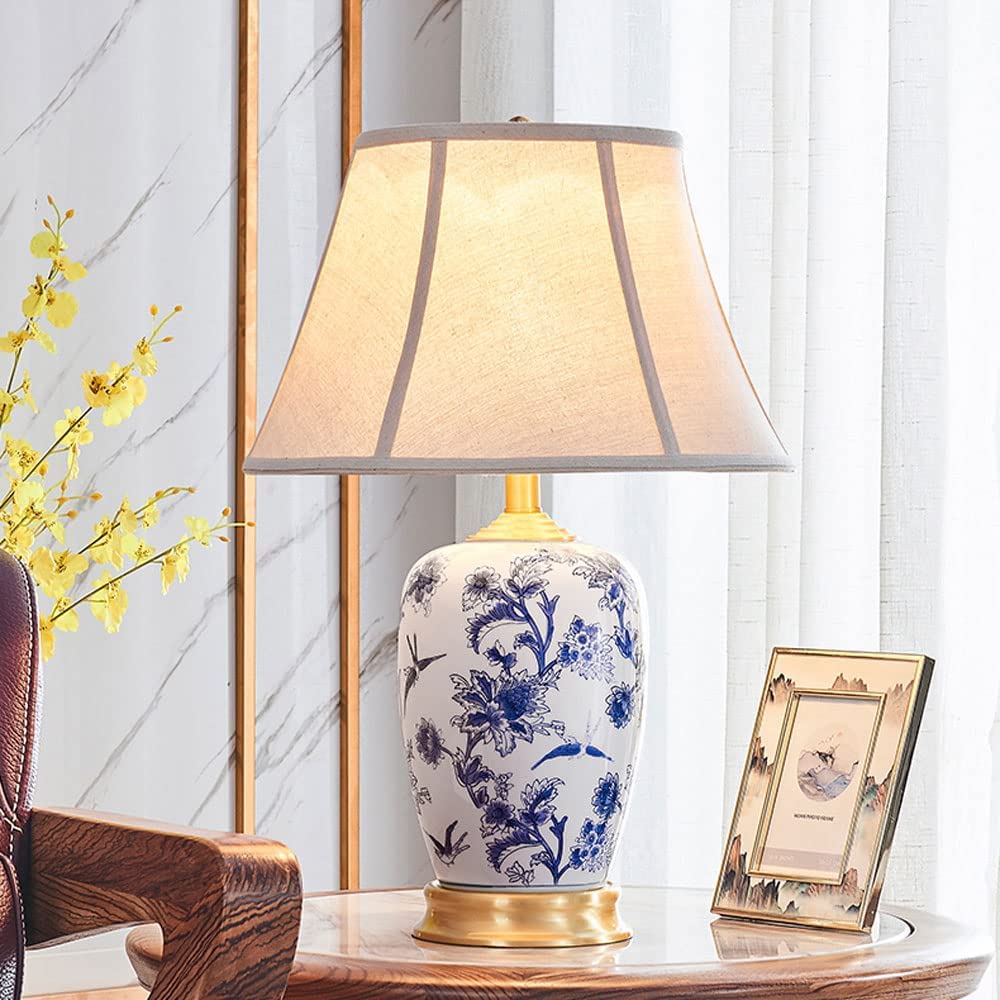Lampa Stołowa Lampy Stołowe Do Salonu Lampa Stołowa Ceramiczna Chińska Mosiężna Lampka Nocna Do Sypialni Salon Salon Biuro Lampki Nocne Lampa Do Sypialni - Pilot C, Przełącznik Przyciskowy