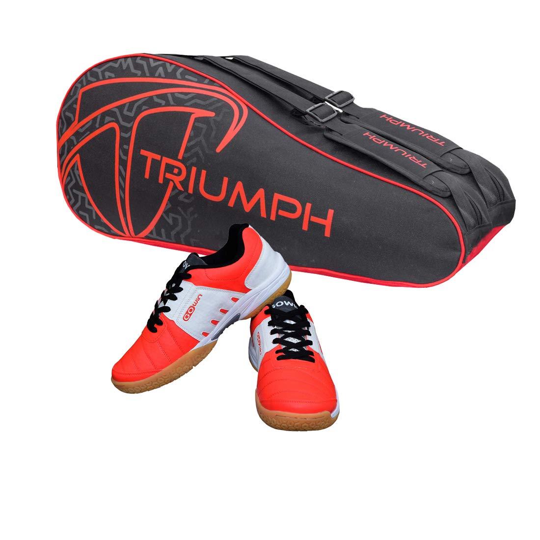 Gowin Badminton Shoe Power Red/White Size-9 with Triumph Badminton Bag 303 Black/Red-image-44