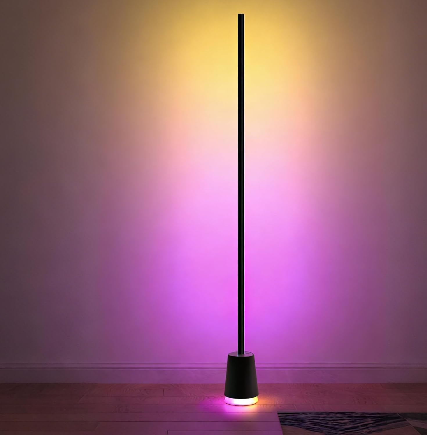 Smart LED Floor Lamp with Speaker & White Noise, RGBWWIC Standing Corner Lamp Work with Alexa Google Assistant, Music Sync, App Control,AI Recognition DIY Ambient Lighting for Bedroom Living Game Room