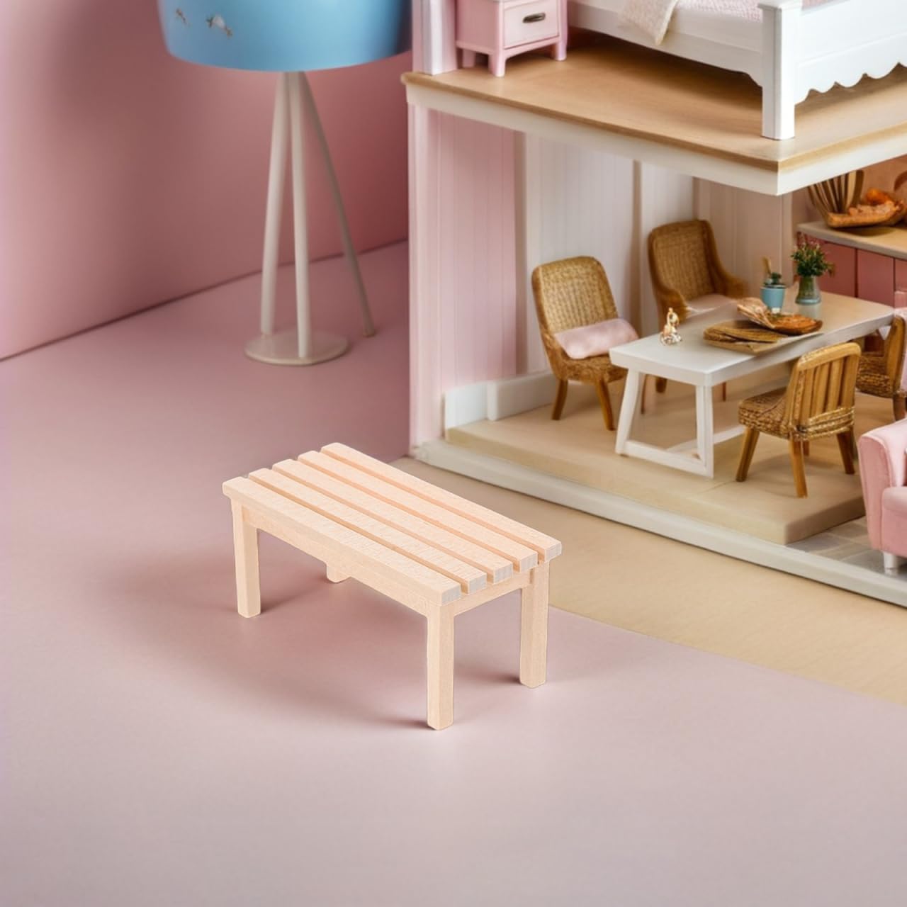 BESPORTBLE Dollhouse Dolls House Garden Accessories Mini Furniture 1/12 Scale Wooden Park Bench Simulation Miniature Chair Seat Dollhouses Landscape Art DIY Craft Ornament Fairy Decor Doll Toys - Image 3