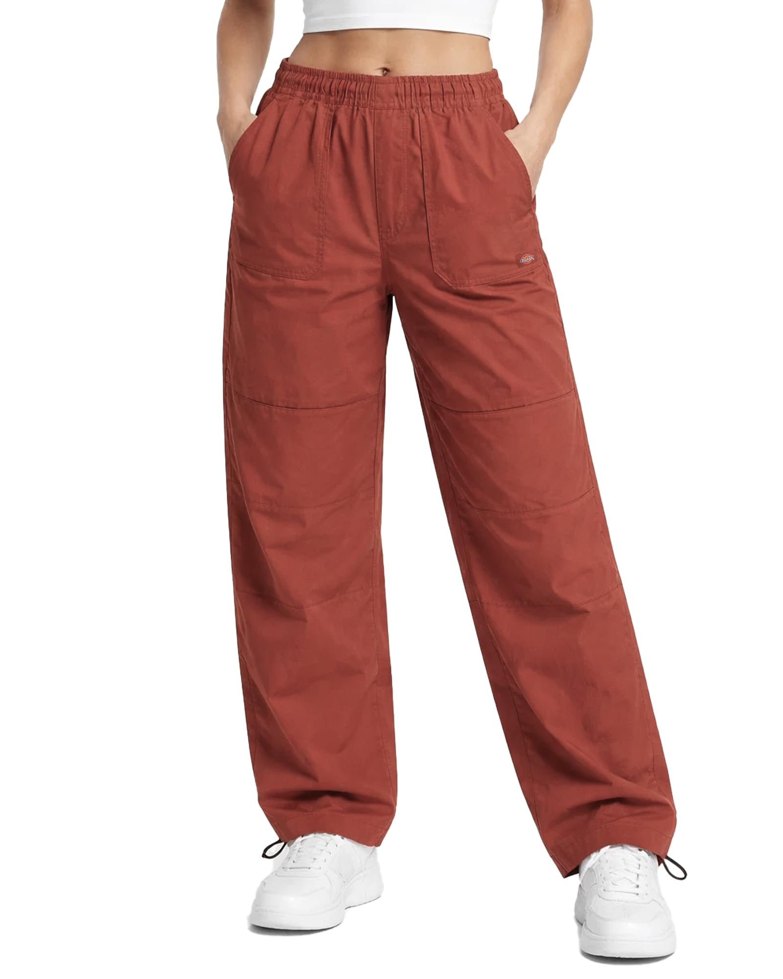 Womens High Rise Loose Baggy Cotton Pants Ankle Drawstring Hem