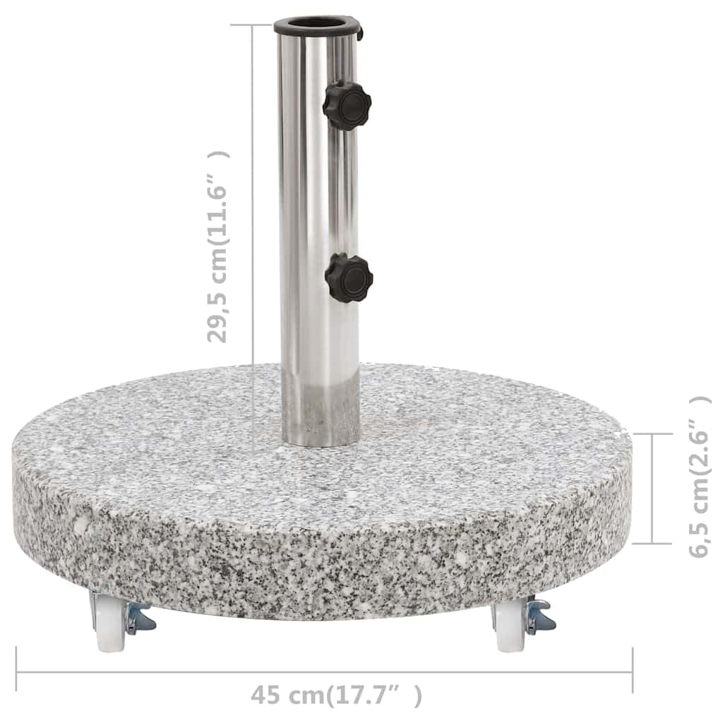 Stojak na parasol przeciwsłoneczny, granit, okrągły, szary, z kółkami i adapterem do masztu 38/48 mm, podstawa parasola na balkon, taras, do ogrodu, wytrzymały stojak na parasole z bolcami