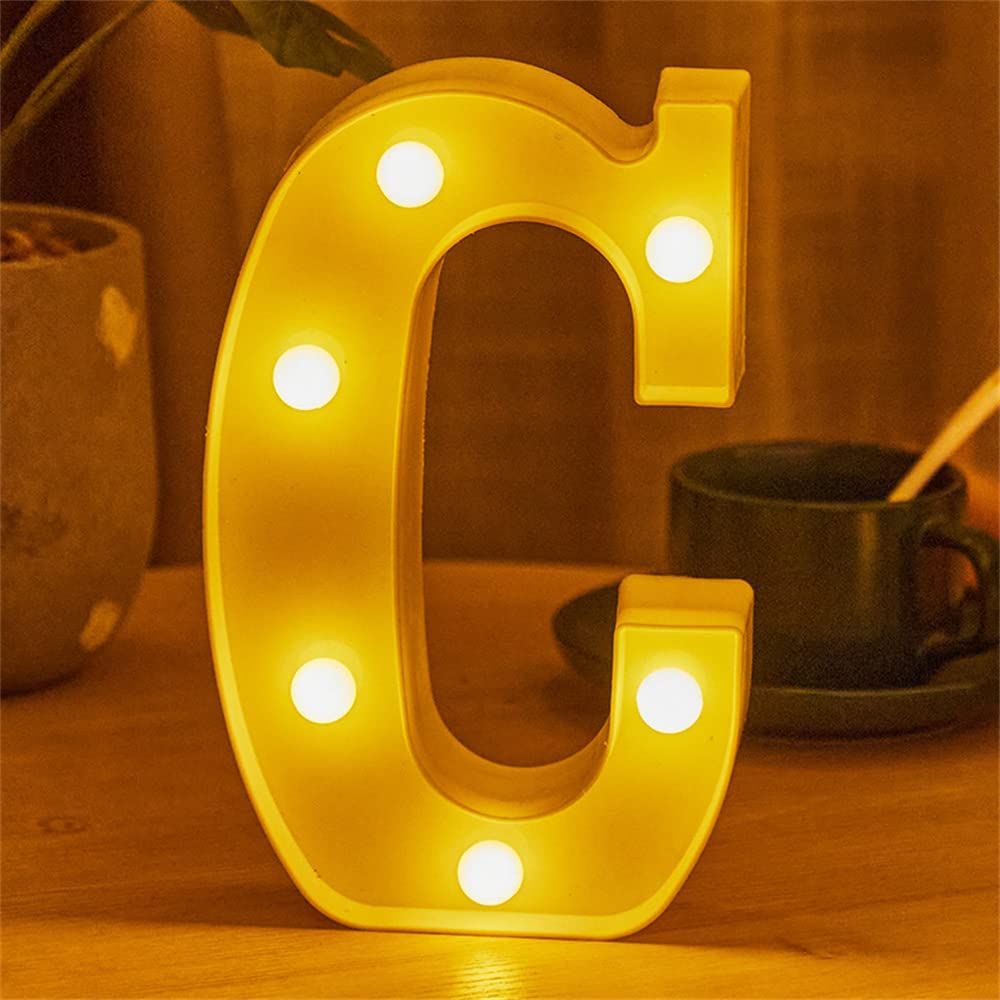 LED Alphabet And Numbers Light Sign Decorations, Lamp for Home Birthday Party Event, Night Lights, Battery Powered Letters And Numbers With Four Hour Timer (C)