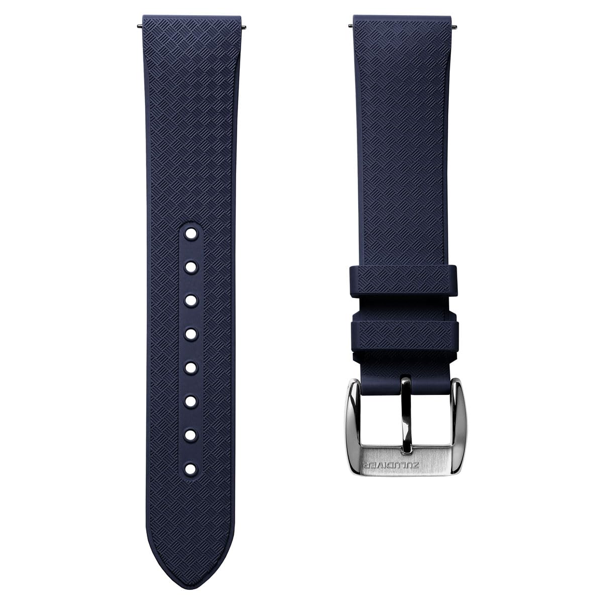 ZULUDIVER StormForce Rubber Watch Strap, Ocean Blue, 22mm