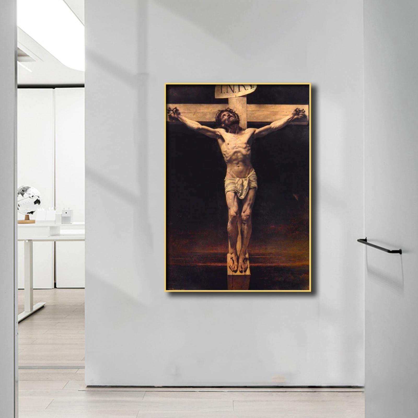 Stampa artistica da parete su tela, motivo: La passione di Gesù Cristo crocifissione, poster decorativo moderno per la camera da letto, 40 x 60 cm