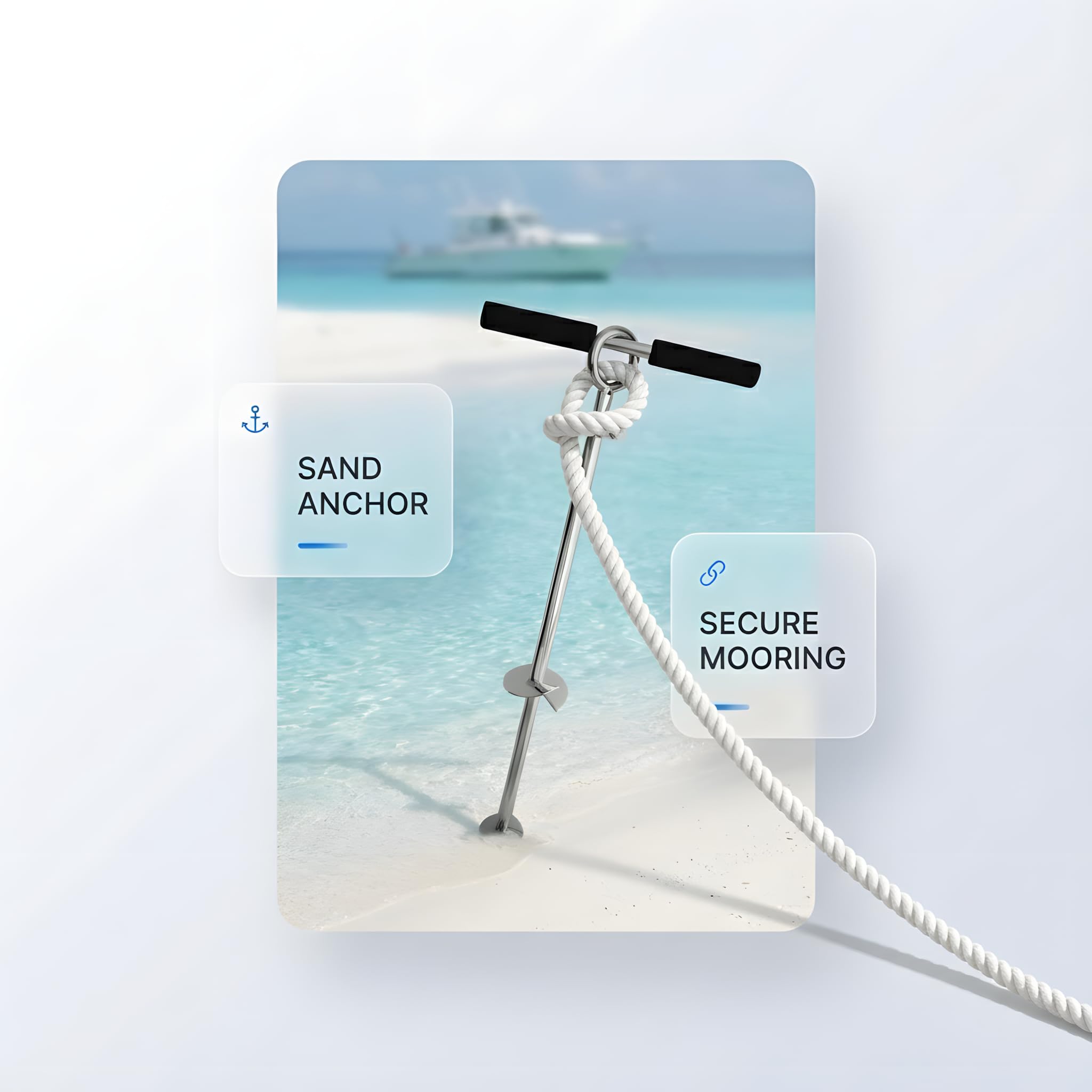 Ancla De Arena De Acero Inoxidable 316 para Embarcaciones, Ancla De Arena De Playa De Doble Placa con Mango Y Diseño De Tornillo, Ancla De Barra De Arena Resistente A La 18INCH Sand Anchor