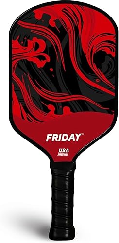 Miniatura 9 de Pala de pickleball Friday, aprobada por USA Pickleball, fibra de carbono duradera, diseño de cuerpo único termoformado, núcleo de panal, superficie