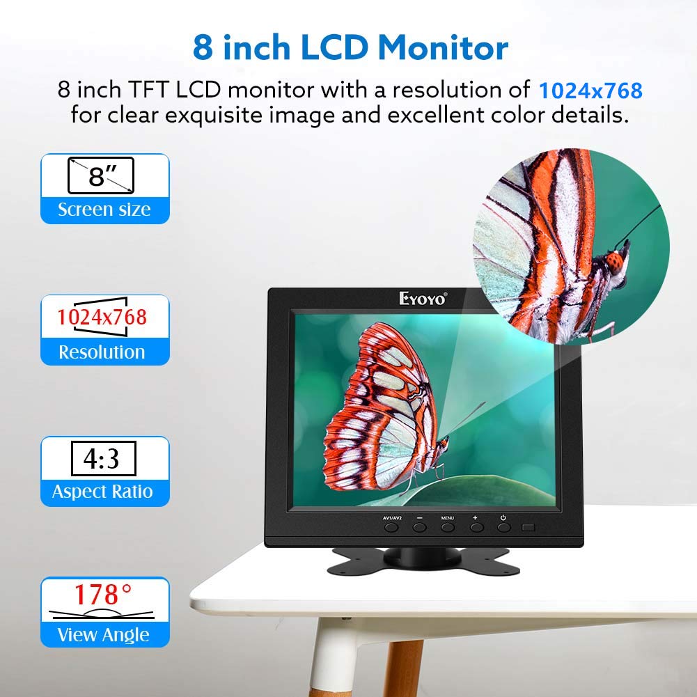 Eyoyo 8 Inch HDMI Monitor 1024x768 