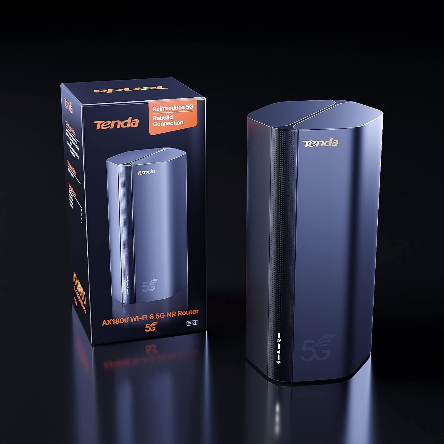 Tenda 5G03 – 5G Router SIM-Karte, WLAN LTE Router Wi-Fi 6 AX1800 CAT19 für Nano-SIM-Karte, 4,67Gbps im Download, Easy Mesh, Plug&Play, 2-Gigabit-Ports, WPA3, OFDMA, MU-MIMO