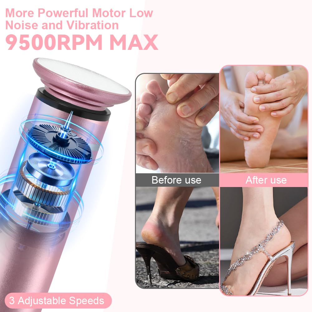 AOOWU 2 in 1 Piedicure Elettrico Professionale, Lima per Piedi Elettrica con 4 Punte Nanometriche, Ricaricabile Piedi Attrezzi per Pedicure, 3 Velocità Regolabile e Schermo LED, per Tacchi Incrinati