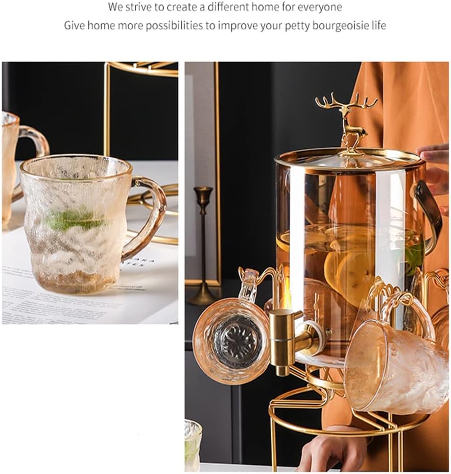 Glass Cold Kettle with Faucet Beverage Bucket Household Cold Water Bucket Fruit Tea Bucket Tie Pot Water Container (Color : A, Size : 6-Cup ki)