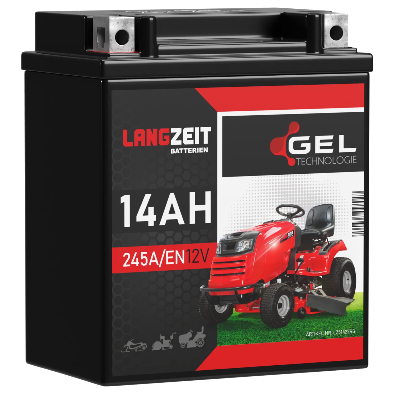 LANGZEIT Batterie Tracteur Tondeuse 12V 14Ah Gel 5929025-01 remplace HTX16