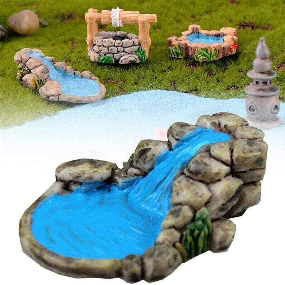 Cawhui Antique Copper Blue Diy Miniature Mini Water Pool Fairy Garden Lawn Ornament For Mountain Dollhouse Decor Craft Outdoor Statues Antique European Village Character And Manor Style, Garden Sculptures And Statues