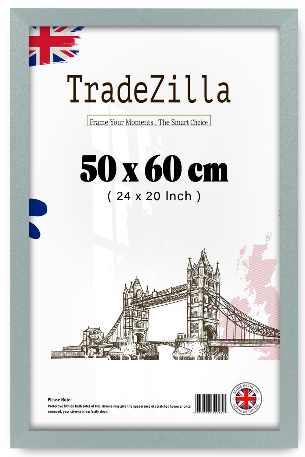 TradeZilla | Luxury Large Flat Style (50 x 60 CM) Engineered Wood Silver Frames -Ideal for Modern Home Décor 24 x 20 Inch [ Silver ]