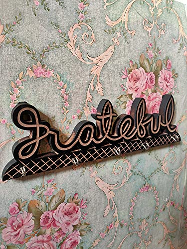 Image of Classical Youth Hand-Crafted Wall Mounted /Hanging Grateful Key Hanger /Holder /Rack & Mask Stand -for Home /Office /Cafes Interior Decor (MDF - Medium Density Fibreboard, Pack of 1)