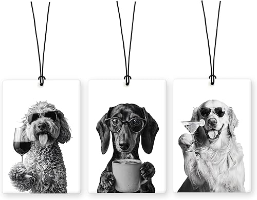 Lacama Ambientador retro para automóvil Golden Retriever de perro salchicha 3 piezas, divertido caniche Goldie Weiner para perros y mascotas,