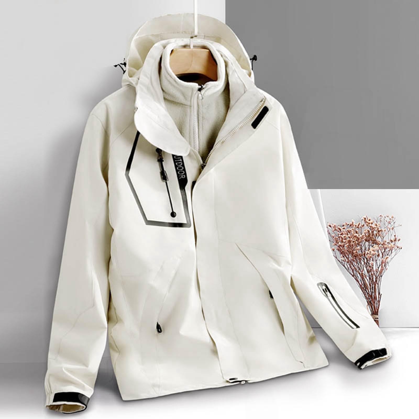 Generisch Regenjacke DüNn Zweiteilige Schnee-Outdoorjacke für Damen winddichter Wintermantel mit abnehmbarer