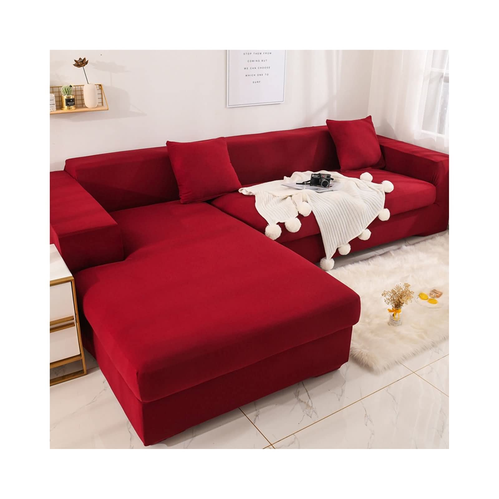 Housse de canapé vin rouge 90-140cm pour sublimer votre salon cosy
