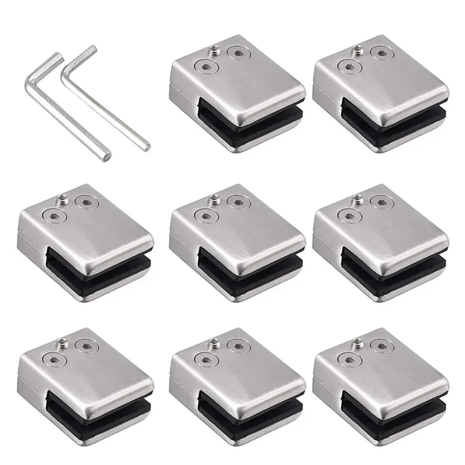 8 Pcs Stainless Steel Adjustable Glass Bracket Back Clamps 8-10mm for Balustrade Staircase Handrail for Balustrade Stair Handrail