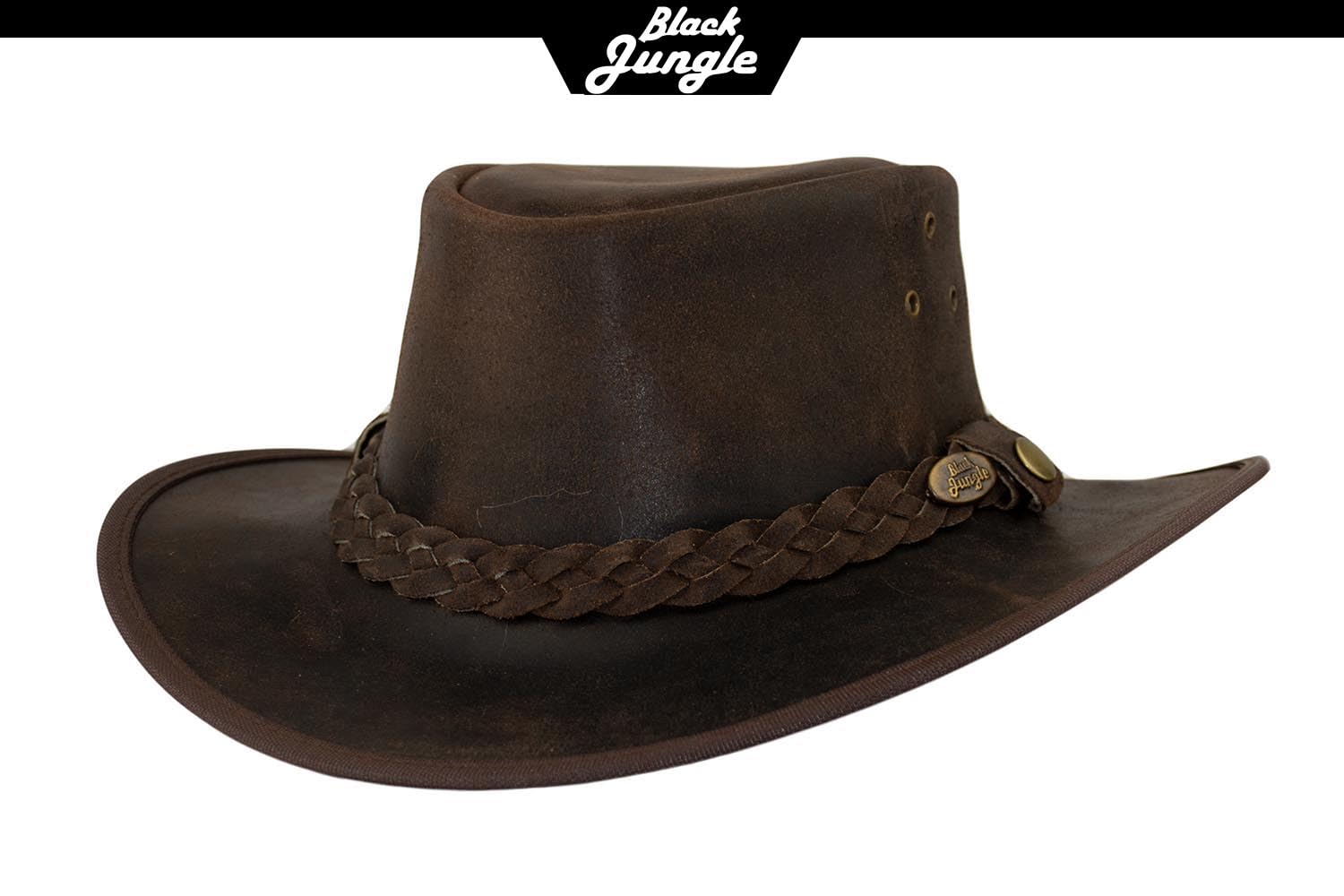 Black Jungle - Bulat Chapeau en Cuir Western Chapeau de Cow-Boy Australien