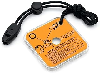 Notfall Signalspiegel, Reflektierender Signal Mirror Emergency Star Flash Spiegel mit Handschlaufe und Manual auf Rückseite Outdoor SOS Rescue für Wandern, Camping