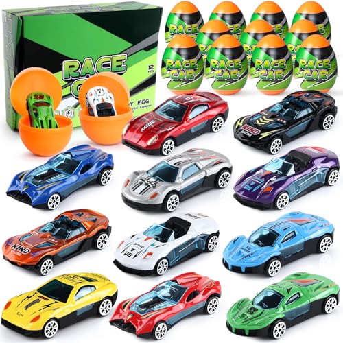 Cleboen Race Car Surprise Egg Set for Kids, 12 Pack