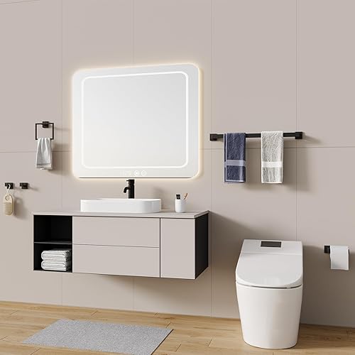 Miniatura 6 de Juego de 10 accesorios de baño negro mate, juego de accesorios de baño de acero inoxidable, toalleros para baño montado en la pared de 24 pulgadas,