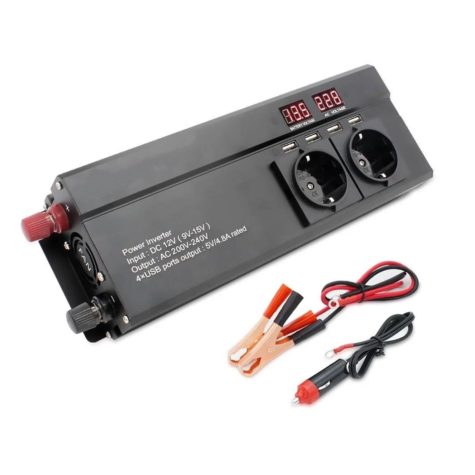 Convertidor Corriente Inversor De Corriente Grande De 6000W Enchufe Europeo 3 Salidas De CA 4 Salidas USB Convertidor Inversor Coche De 12v Y 220v Convertidor
