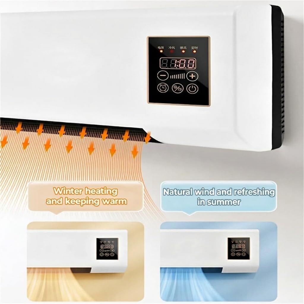 Mini Unidad de Aire Acondicionado Aire Pared Portátil 2en1 Viento natural Calor Control Remoto Digital