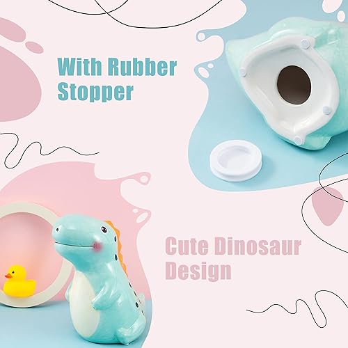 Miniatura 3 de YJNSFT Alcancía de dinosaurio de cerámica para niños, banco grande de monedas de porcelana para niños, banco de dinero T-Rex para bebé, decoración