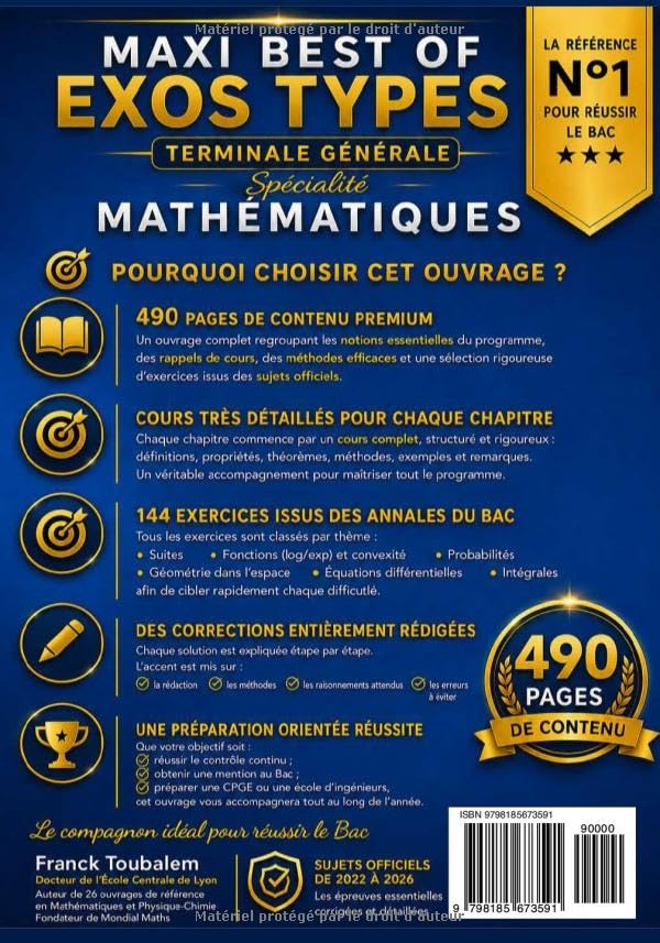 BAC 2027 – Terminale Spécialité Mathématiques – Maxi Best of Exos Types – Annales corrigées 2022–2026 ; 490 pages.: Cours complet accompagné de ... au programme officiel (French Edition) image 3