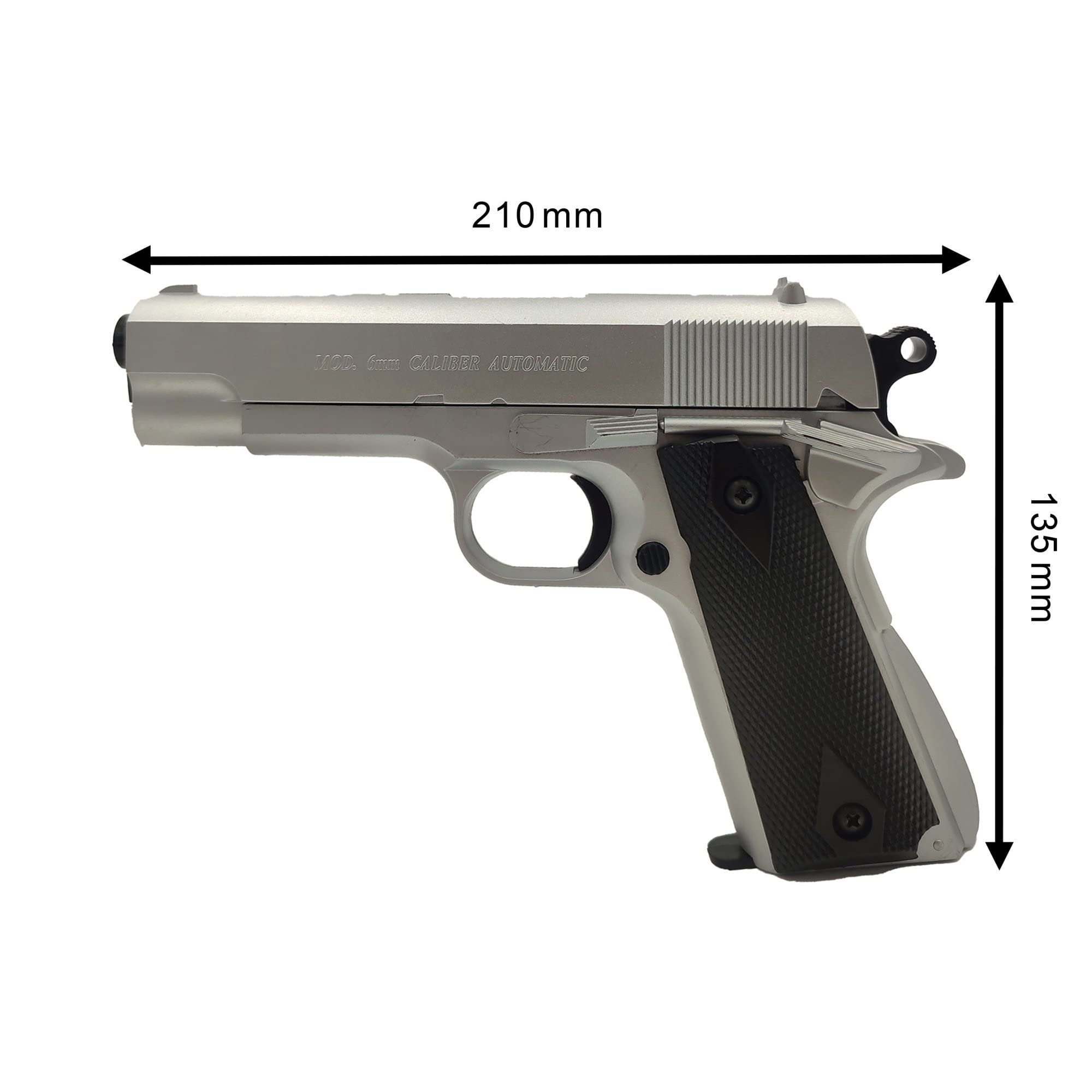 Pistola de Muelle Airsoft 1911HFC/Color: Negro y Plata/Material: Plástico ABS de Alta Resistencia/Potencia: 0,2 Julios
