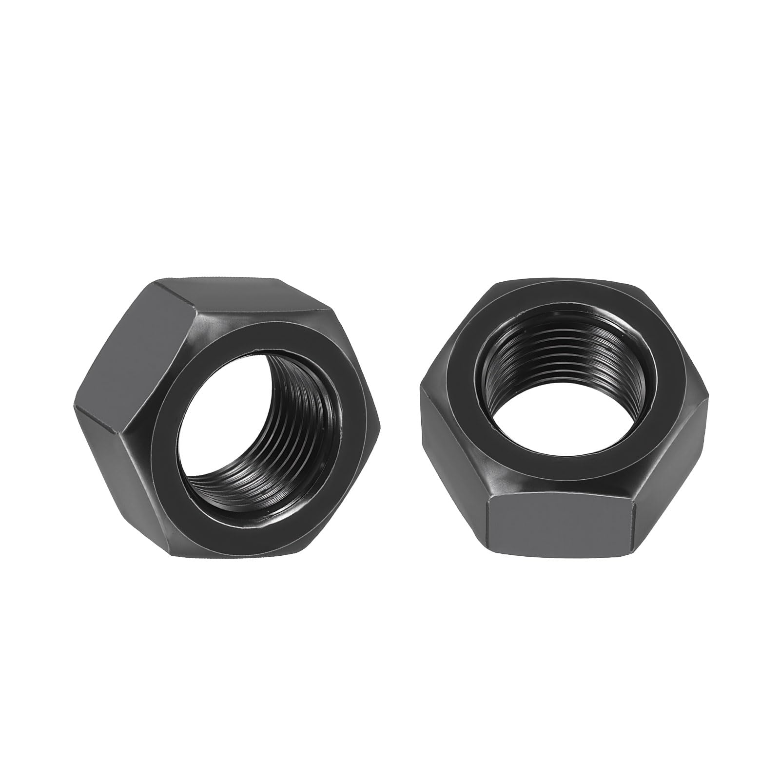 Kozelo 2pcs Hex Nuts - [5/8"-18] Carbon Steel Grade 8 Hardware Nuts for Mechanical Repair & Assembly, Standard Inch Fine Thread Nut, Black, ASME/ANSI B 18.2.2