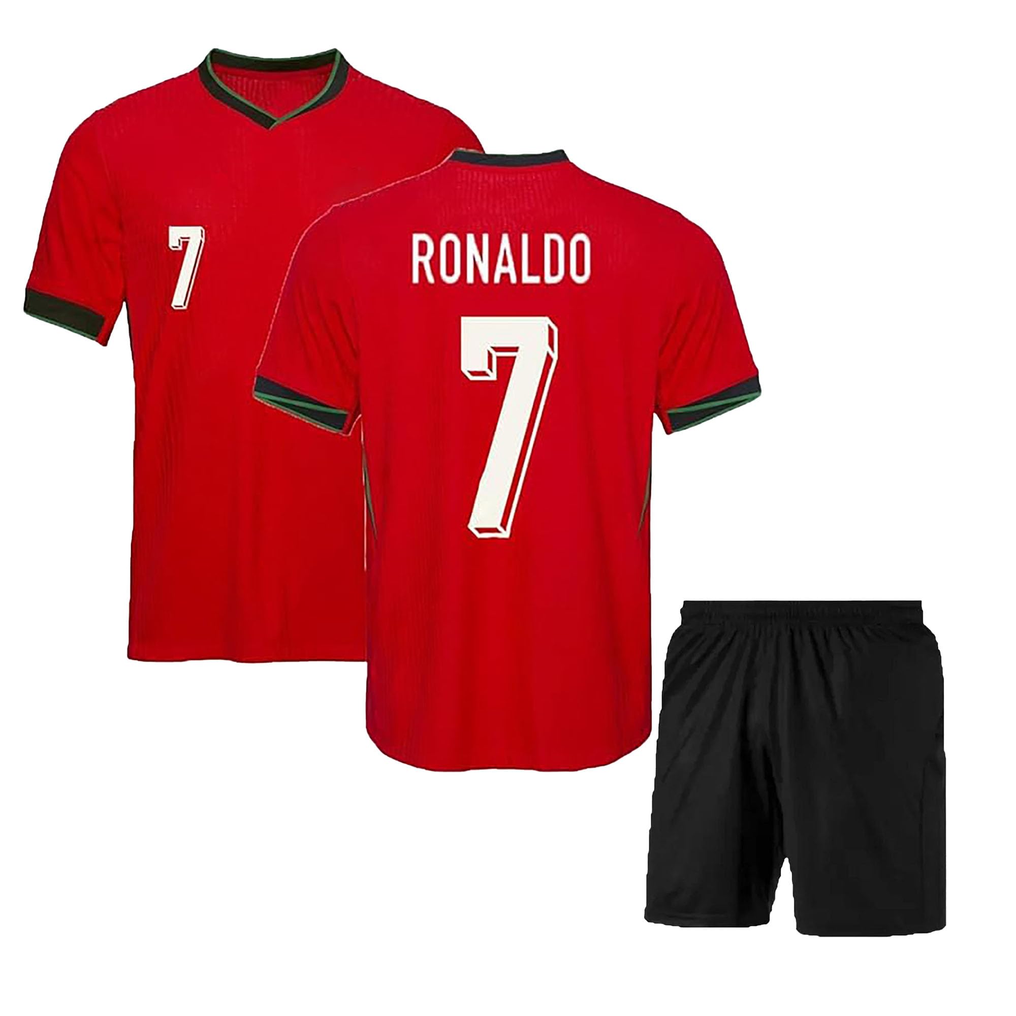 GenericRonaldo 7 Boys Official Home New Football Jersey Set with Shorts 2024 (Kid's, Boy's& Men)