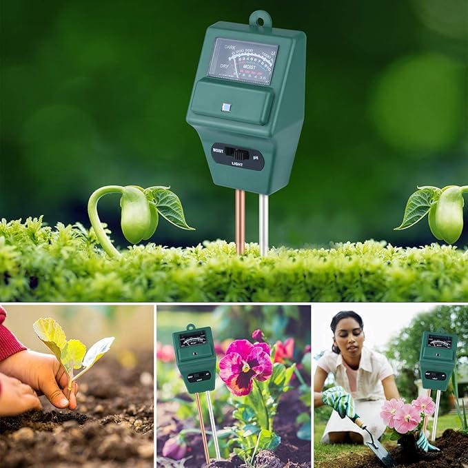 DeoDap Soil Tester 3-in-1 Plant Moisture Sensor Meter/Light/pH Tester for Home, Garden, Lawn, Farm, Indoor & Outdoor Use, Promote Plants Healthy Growth (Green) - Image 4 thumbnail