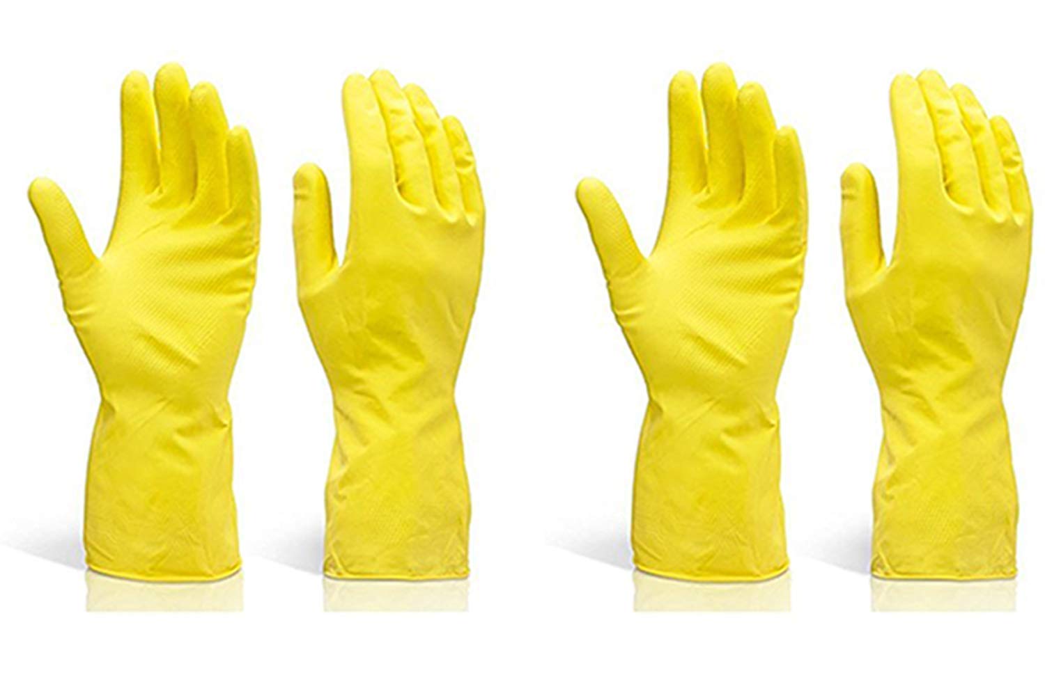 NEXRO® Multipurpose Waterproof Reusable Household Rubber Cleaning Gloves, Kitchen Cleaning Gloves, Gardening Gloves, Pet Care Gloves, Flock Line, Washing Utensils Gloves (2 Pairs, Yellow, Free Size)