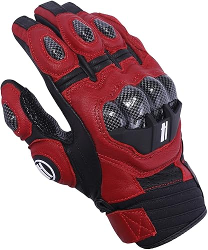 Harssidanzar Guantes de cuero transpirable para motocicleta con pantalla táctil para hombres y mujeres KM046