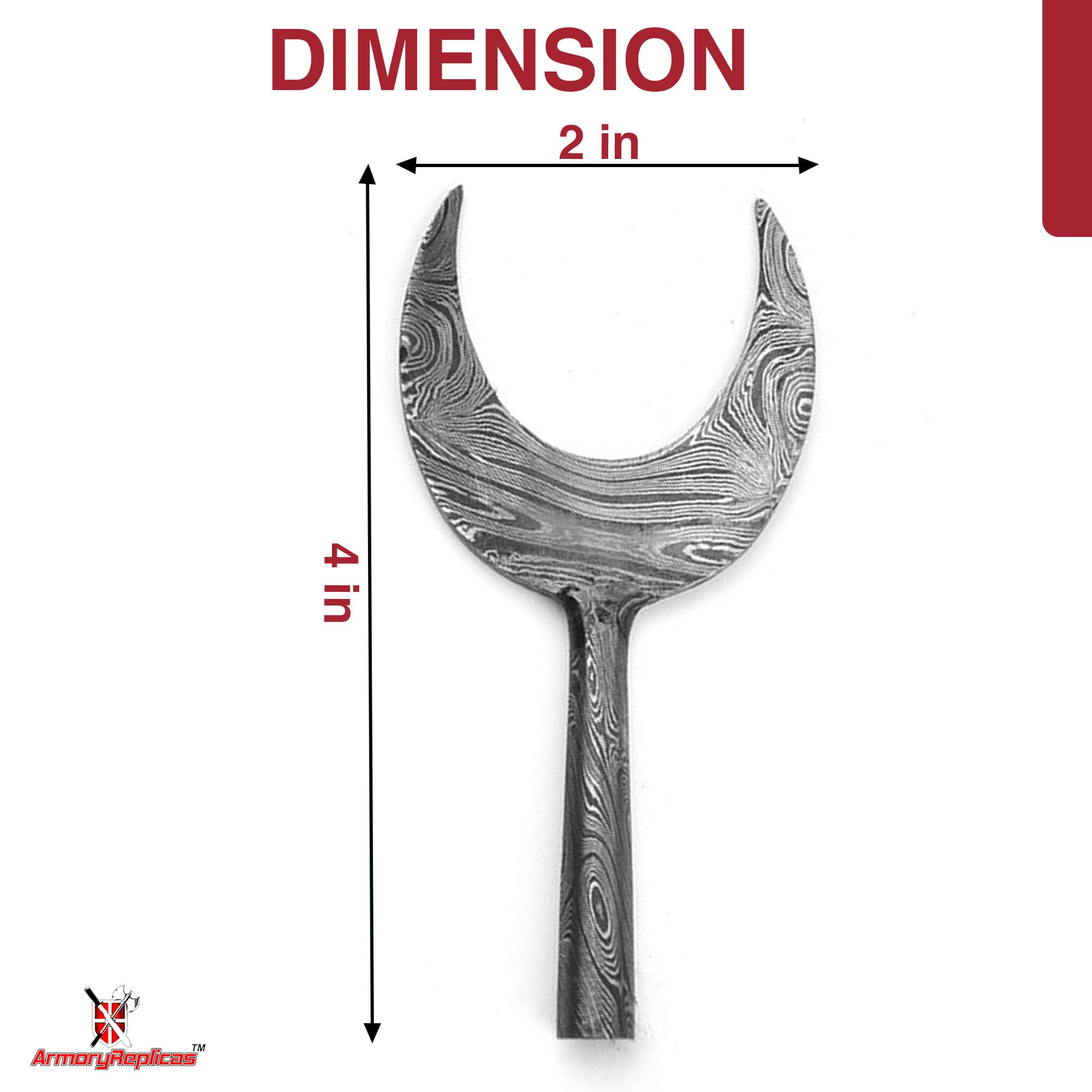 Armory Replicas™ Hand Forged Crescent Soaring Damascus Steel Arrowhead | Medieval Rope Cutter Arrowhead for Hunting & Collecting | Unique Damascus Pattern, 4